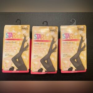 Star Power By Spanx 3 Pair‎ Enter-Stage Patterned Ribbed Row Shaping Tights Sz C